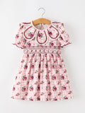 Fall Toddler Girls Vintage Smocked Floral Dress - 1