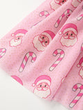 Girls Pink Christmas Santa Candy Cane Print Tutu Skirt - 2