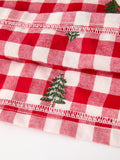 Christmas Tree Embroidered Plaid Girls Ruffle Collar Dress - 5