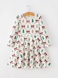 Christmas Bow and Gingerbread Print Girls Twirl Dress - 1