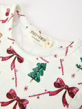 Christmas Bow and Gingerbread Print Girls Twirl Dress - 3