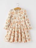 Christmas Gingerbread Cookie Girls Long Sleeve Twirl Dress - 1