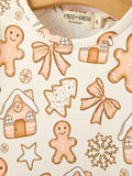 Christmas Gingerbread Cookie Girls Long Sleeve Twirl Dress - 3