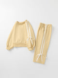 Girls Pink Bow Trim Sweatshirt and Pants Set - 20