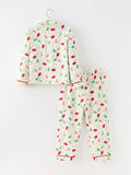 Christmas Lights Print Bow Tie Pajamas Set - 2
