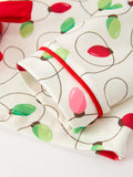 Christmas Lights Print Bow Tie Pajamas Set - 4