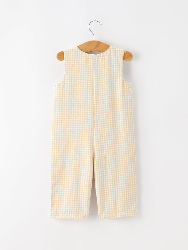 Goose Embroidered Beige Plaid Baby Boys Jonjon