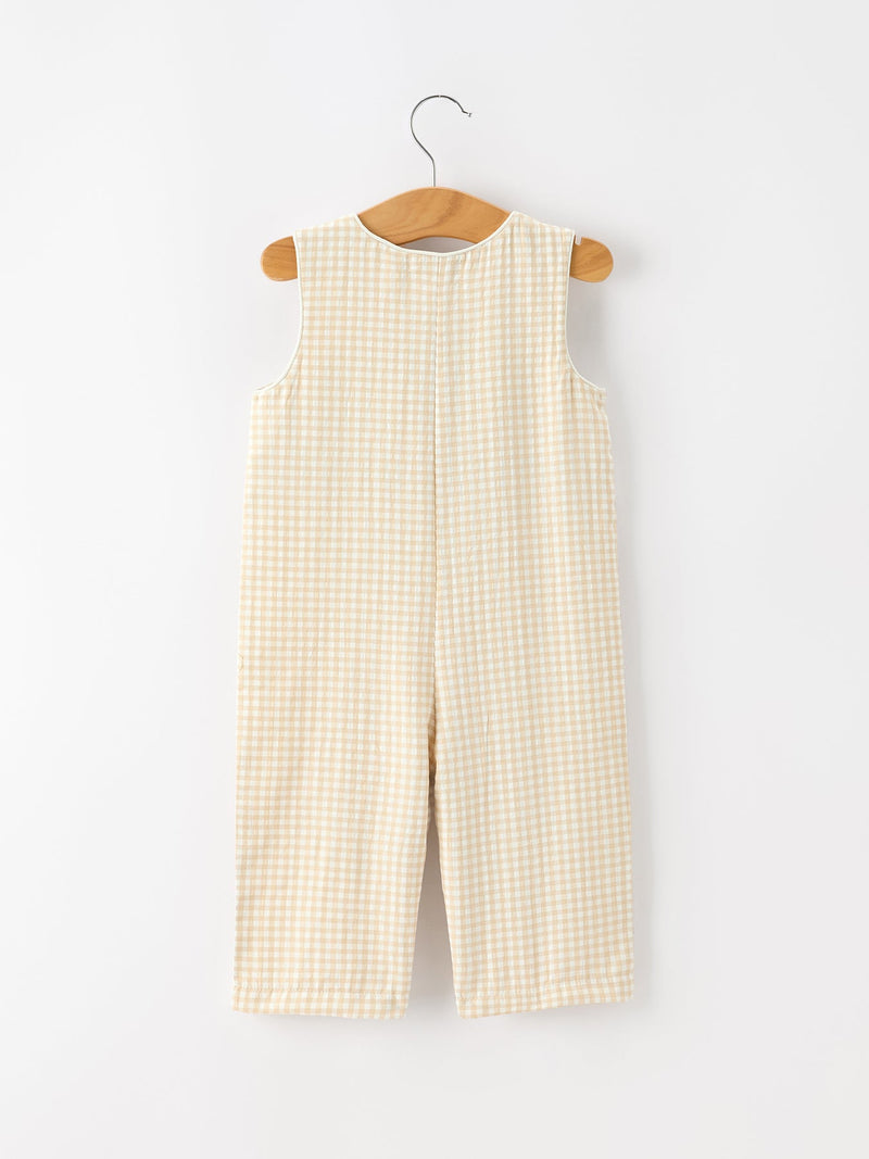 Goose Embroidered Beige Plaid Baby Boys Jonjon - 2