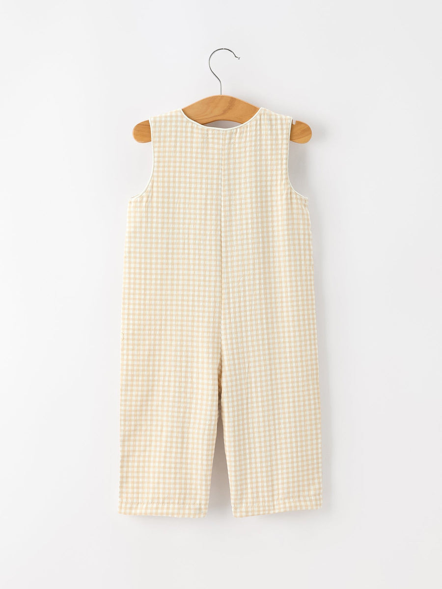 Goose Embroidered Beige Plaid Baby Boys Jonjon