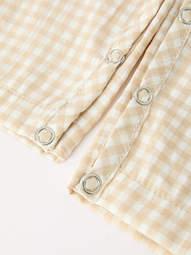 Goose Embroidered Beige Plaid Baby Boys Jonjon - 5