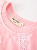 Christmas Tree Appliqué Girls Pink Sweatshirt And Pants Set - 3