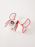 Girls' Christmas Santa Embroidered 6.25" Hair Bow – White/Pink - 3