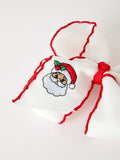 Girls' Christmas Santa Embroidered 6.25" Hair Bow – White/Pink - 4