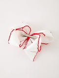 Girls' Christmas Santa Embroidered 6.25" Hair Bow – White/Pink - 5