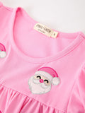 Christmas Santa Embroidery Girls Dress Ruffle Sleeve - 3