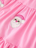 Christmas Santa Embroidery Girls Dress Ruffle Sleeve - 5
