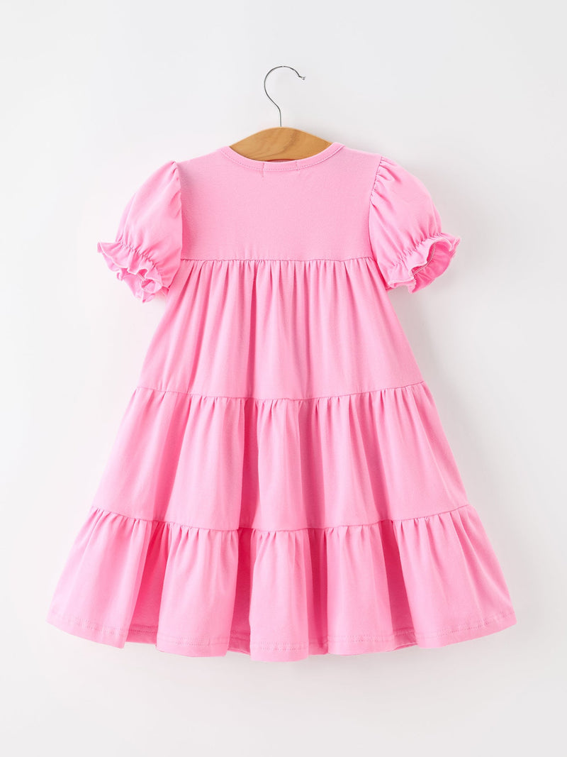 Christmas Santa Embroidery Girls Dress Ruffle Sleeve - 2