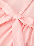 Fall Girls Pink Floral Embroidered Smocked Peter Pan Collar Dress - 6
