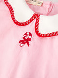 Christmas Girls Candy Cane Embroidered Top & Red Bloomer Set - 3