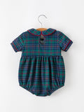 Christmas Baby Boys Plaid Smocked Peter Pan Collar Bubble Romper - 2