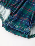 Christmas Baby Boys Plaid Smocked Peter Pan Collar Bubble Romper - 5