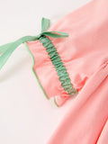 Christmas Baby Girls Pink Christmas Tree Embroidered Ruffle Romper - 4