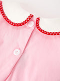 Christmas Girls Pink Candy Cane Embroidered Peter Pan Collar Dress - 4