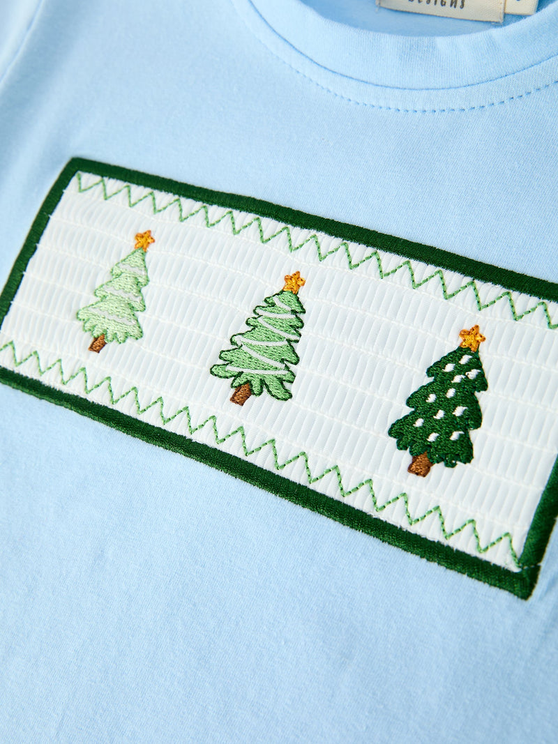 Christmas Boys Christmas Tree Embroidered Long Sleeve Top & Pants Set - 4