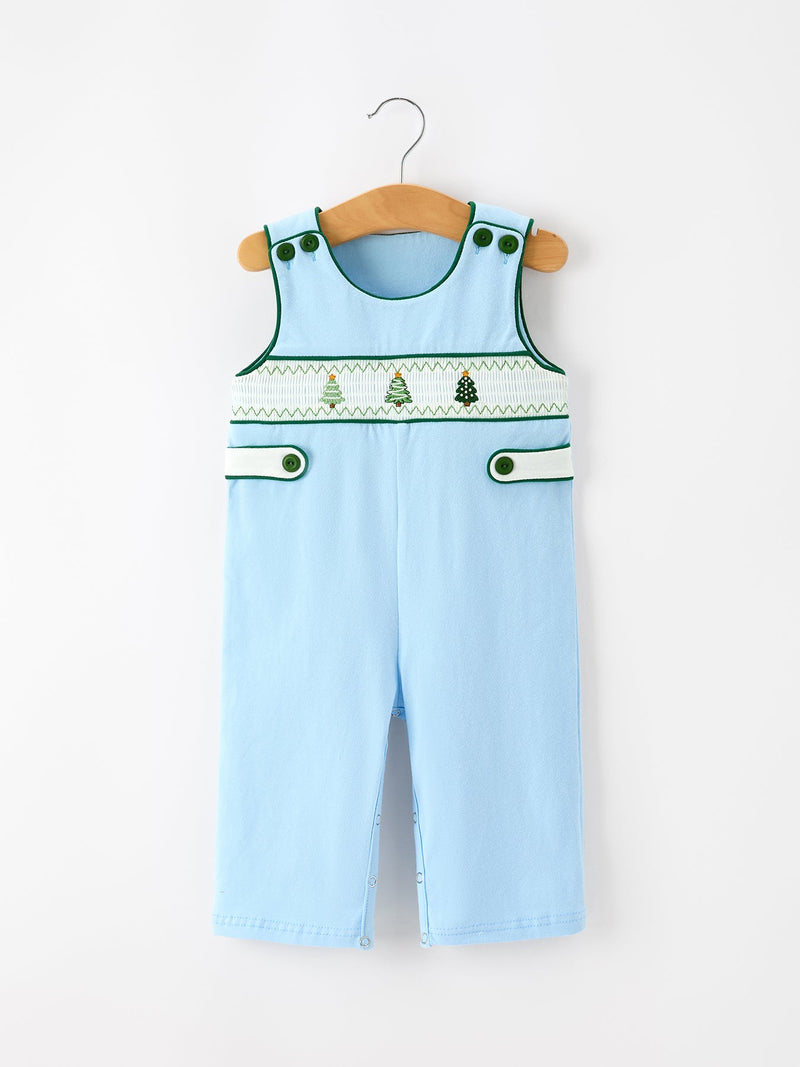 Christmas Boys Blue Christmas Tree Embroidered JonJon - 1