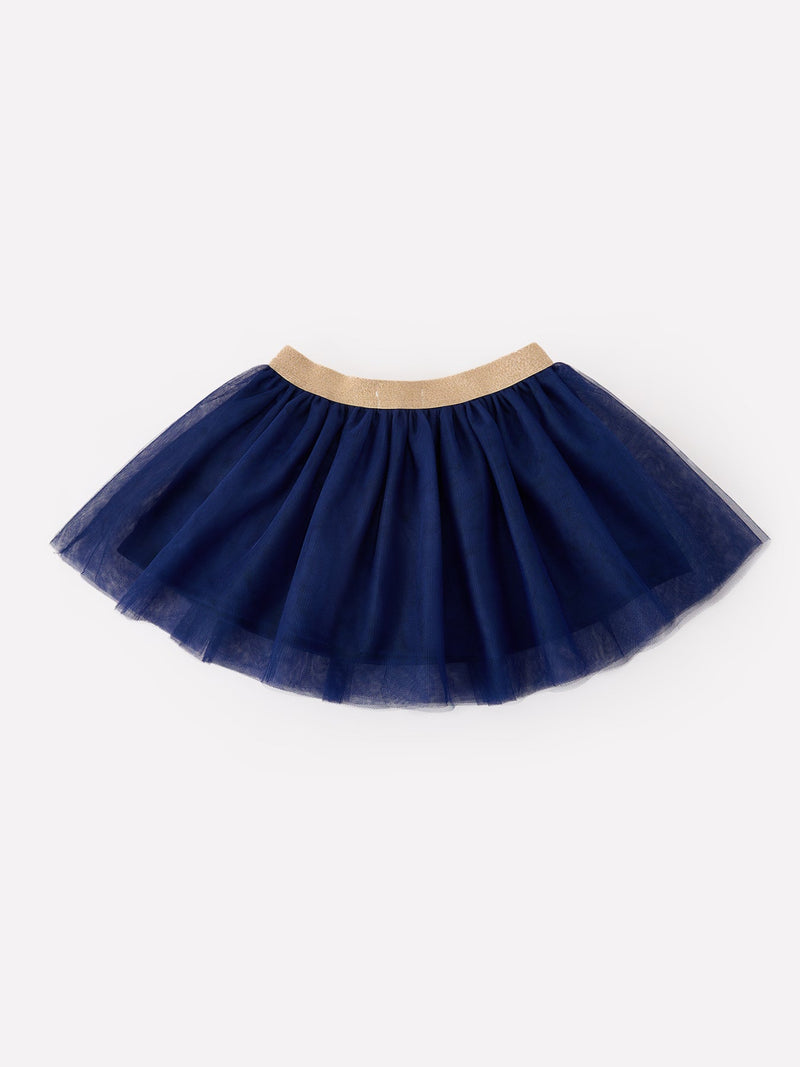 FALL Girls Navy Fox Sequin Tulle Tutu Skirt - 2