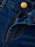 FALL Girls Floral Appliqué Denim Bell Bottom Jeans - 3