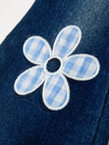 FALL Girls Floral Appliqué Denim Bell Bottom Jeans - 4