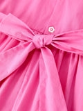 FALL Girls Hot Pink Floral Embroidered Smocked Dress - 4
