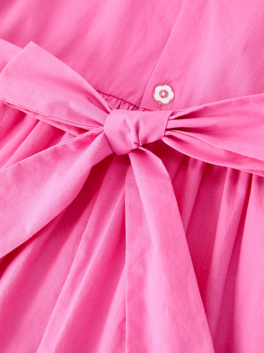 FALL Girls Hot Pink Floral Embroidered Smocked Dress