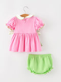 Baby Girls Christmas Pink Bow Christmas Tree Top & Bloomer Set - 2