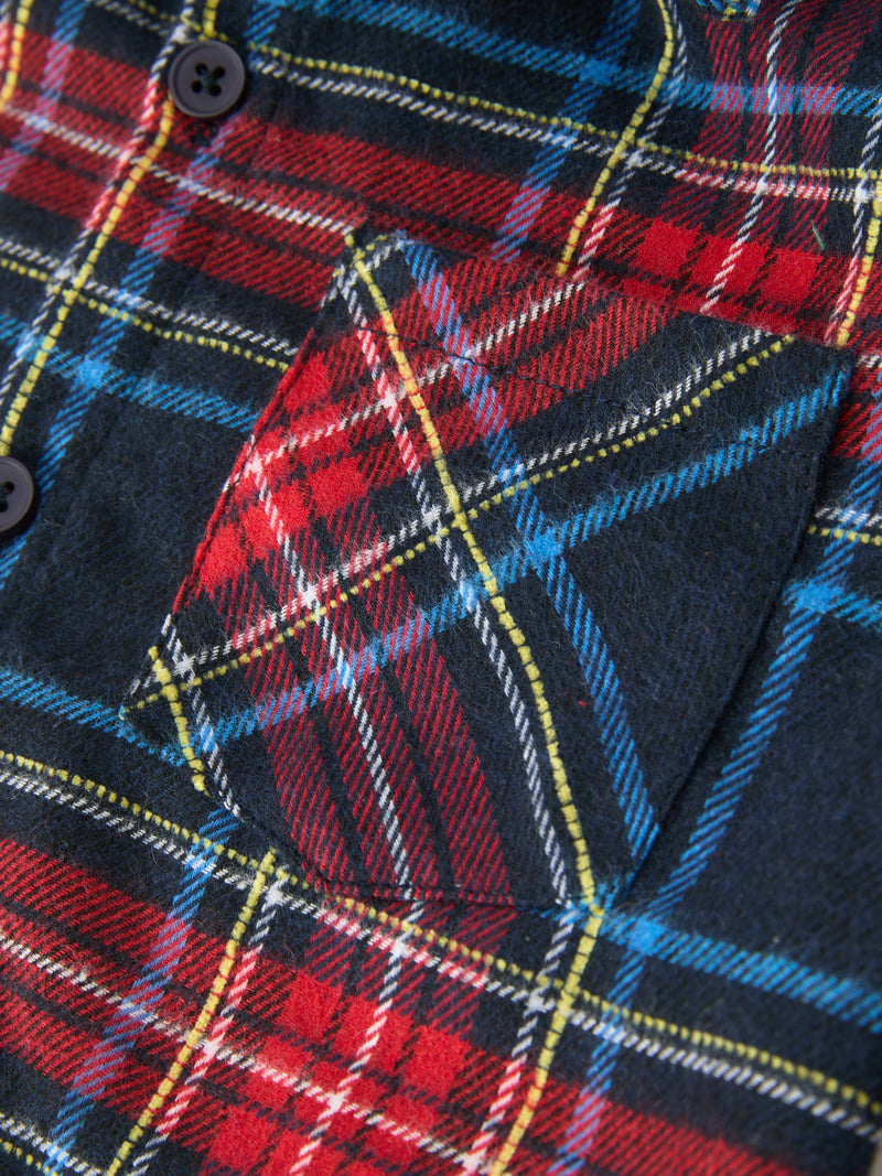 Christmas Boys Red Navy Plaid Button Down Shirt - 5