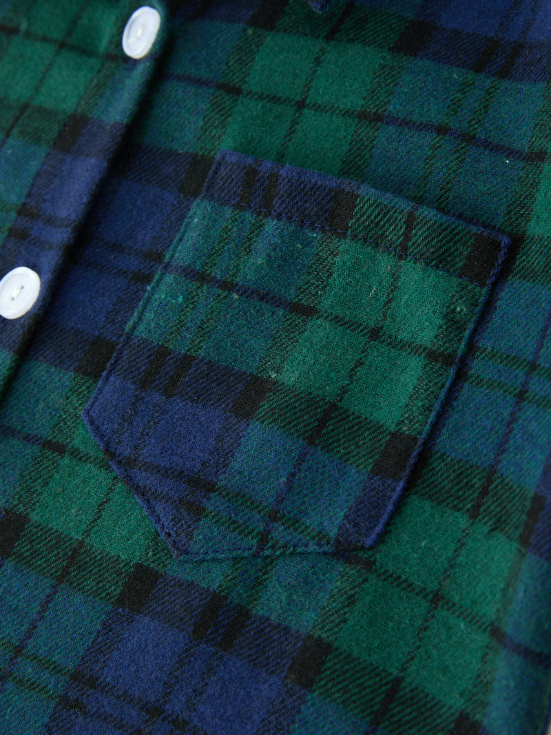 Christmas Boys Green & Navy Plaid Button Down Shirt - 4