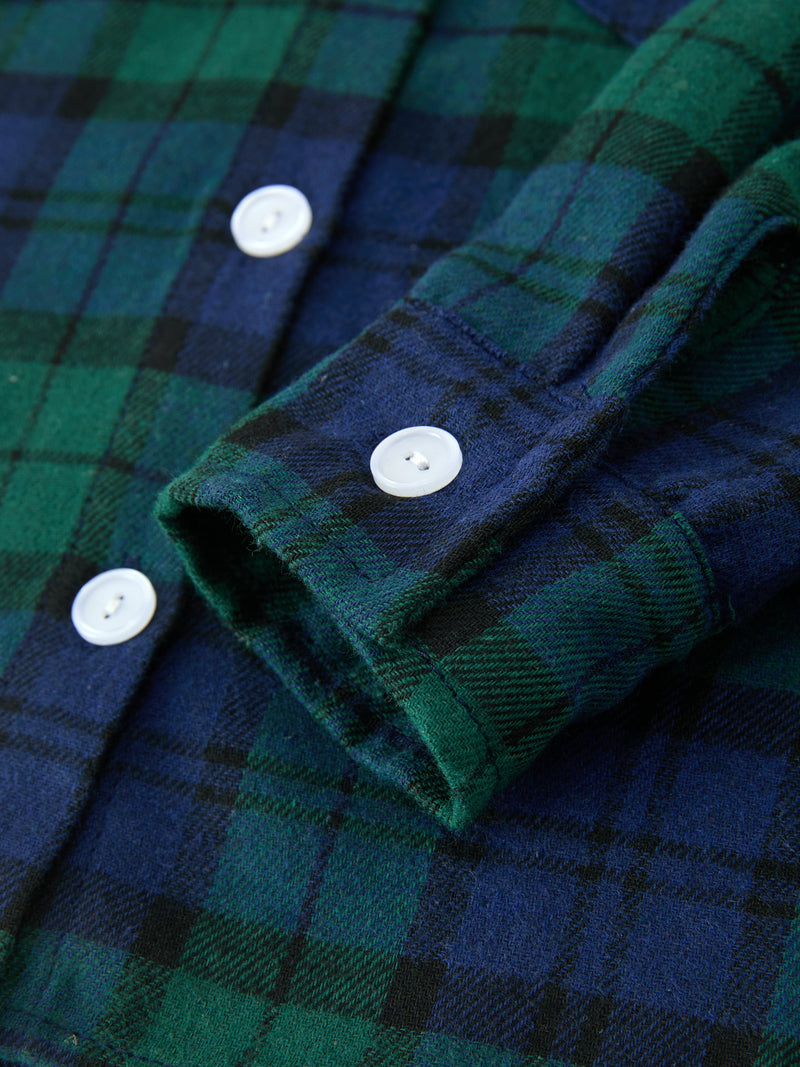 Christmas Boys Green & Navy Plaid Button Down Shirt - 5