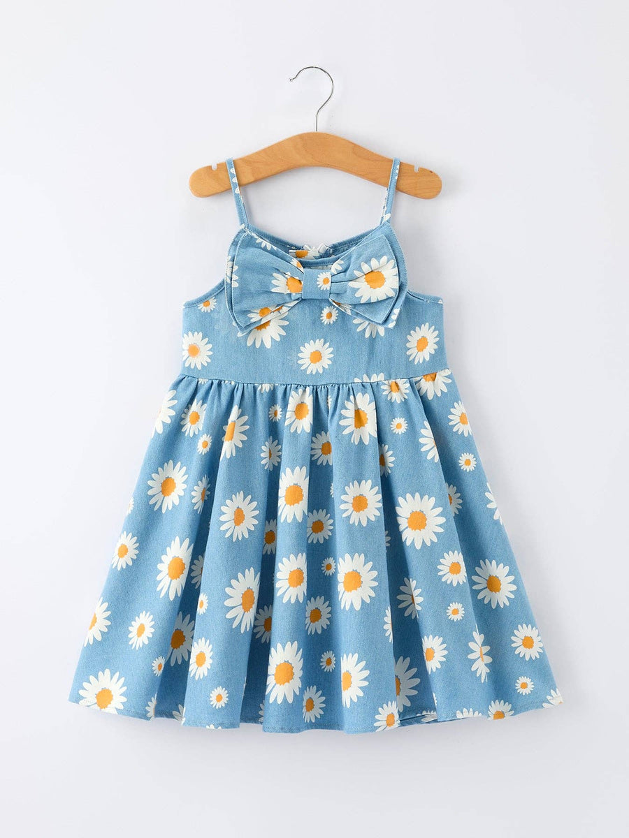 Spring Daisy Blue Denim Dress