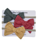 3-piece Linen Cotton Nylon Headband Set - Fall Festival - 1