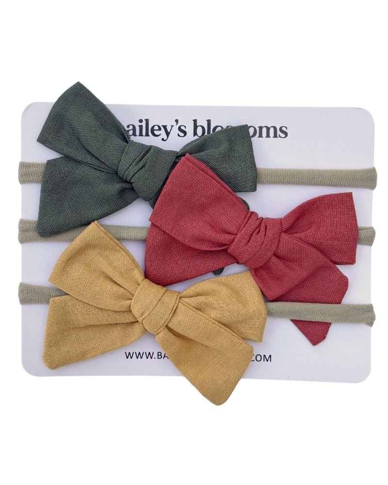 3-piece Linen Cotton Nylon Headband Set - Fall Festival - 1