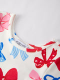 4th of july Color Bow Printed Short Sleeves Dress - 3