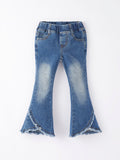 Girls Blue Denim Bell Denim Pants - 1