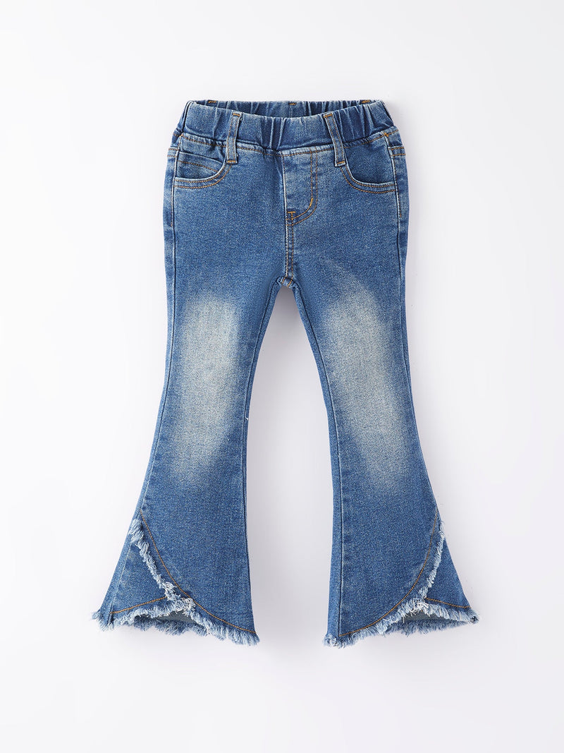 Girls Blue Denim Bell Denim Pants - 1