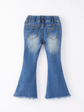 Girls Blue Denim Bell Denim Pants - 5
