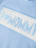 "I ❤ MOMMY" Embroidery Smocking Baby Boys Striped Shorts Set - 5