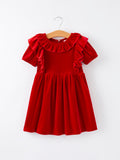 Christmas Red Velvet Girls Dress - 1