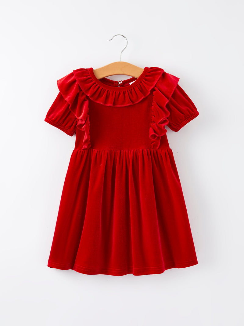 Christmas Red Velvet Girls Dress - 1