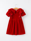 Christmas Red Velvet Girls Dress - 2