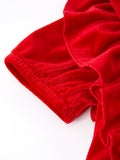 Christmas Red Velvet Girls Dress - 4